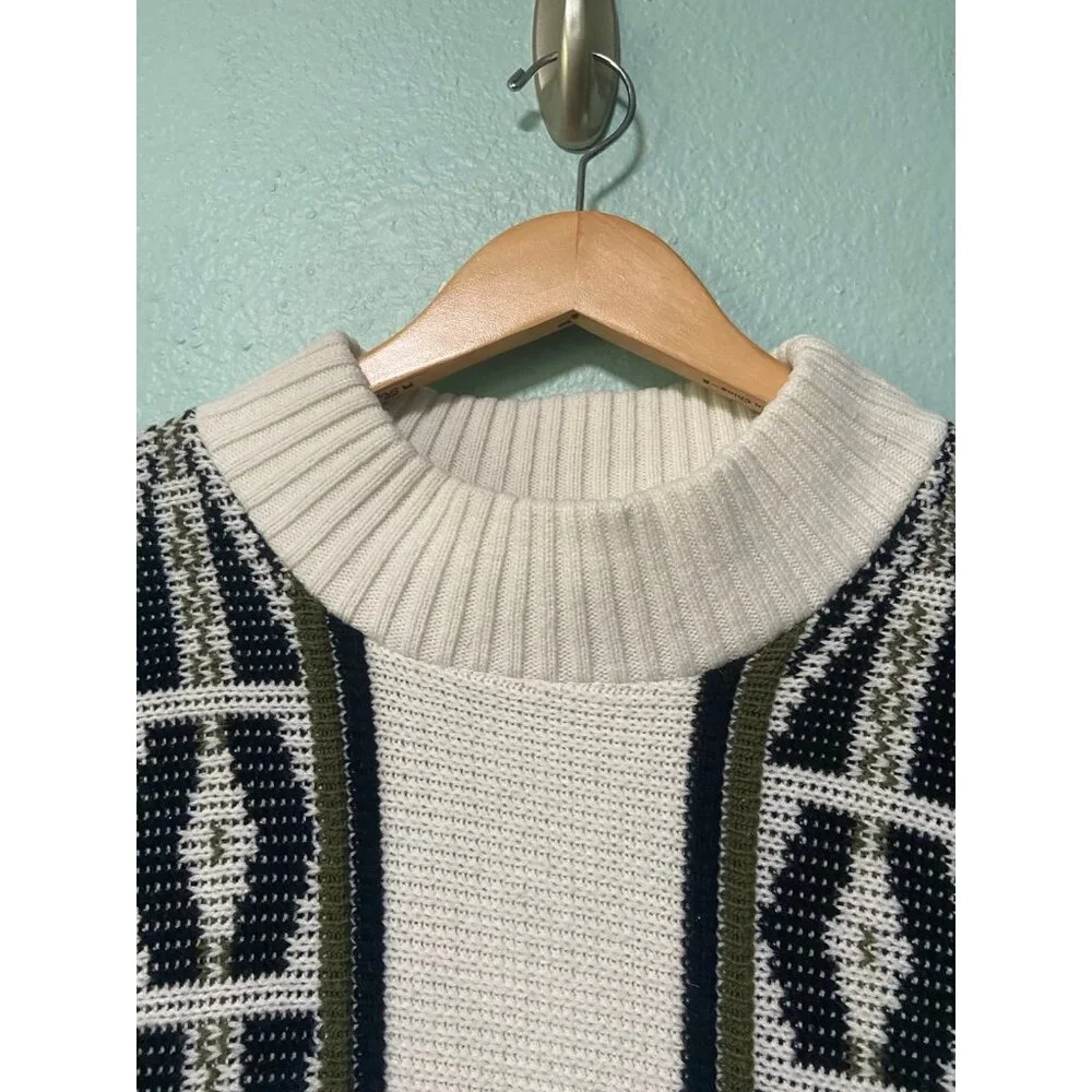 Vintage Clifton Place Unisex Cream and Black‎ Patterned Sweater